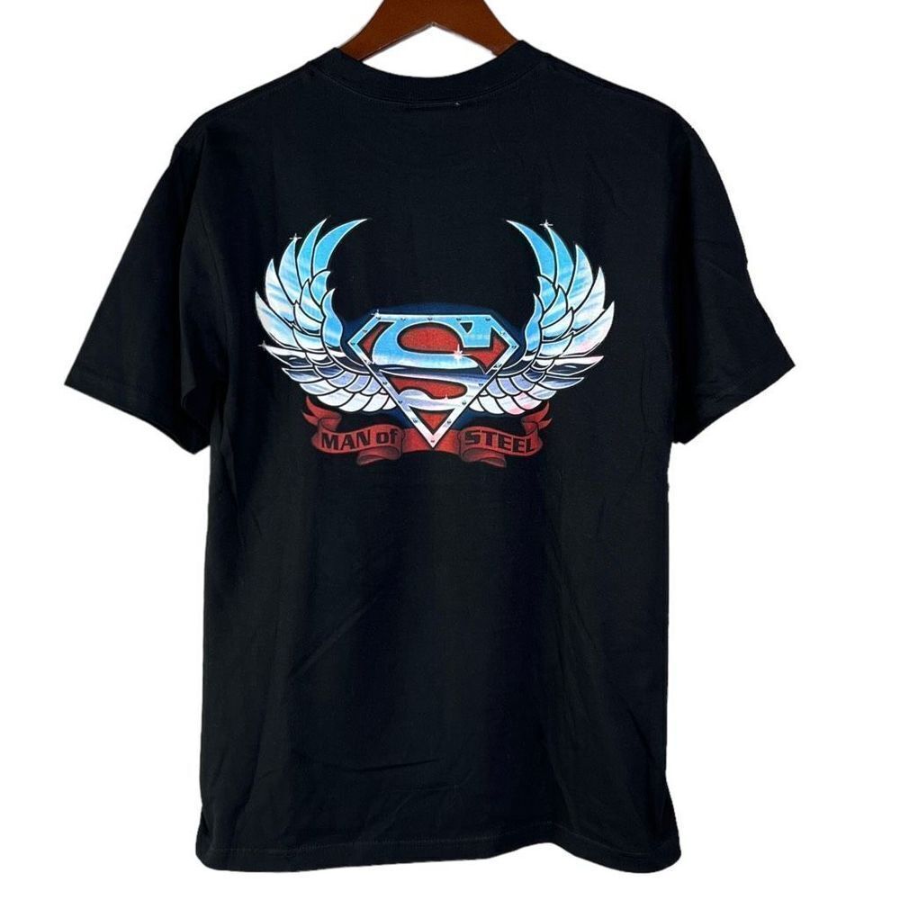 RARE Vintage Y2K DC Comics Superman “Man of Steel” Puff Print T-shirt Mens M